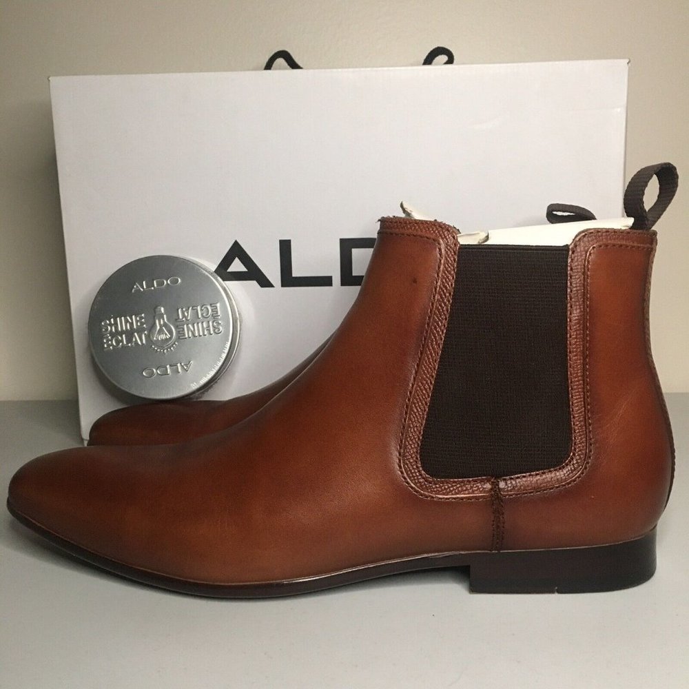 ALDO CHELSEA LEATHER BOOTS PORTERS BROWN MENS SIZE 7.5